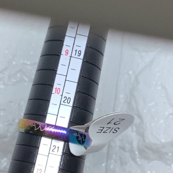 Stainless Steel Unisex Heart Arrow Rainbow Ring Band Size‎ 1 - Picture 6 of 6